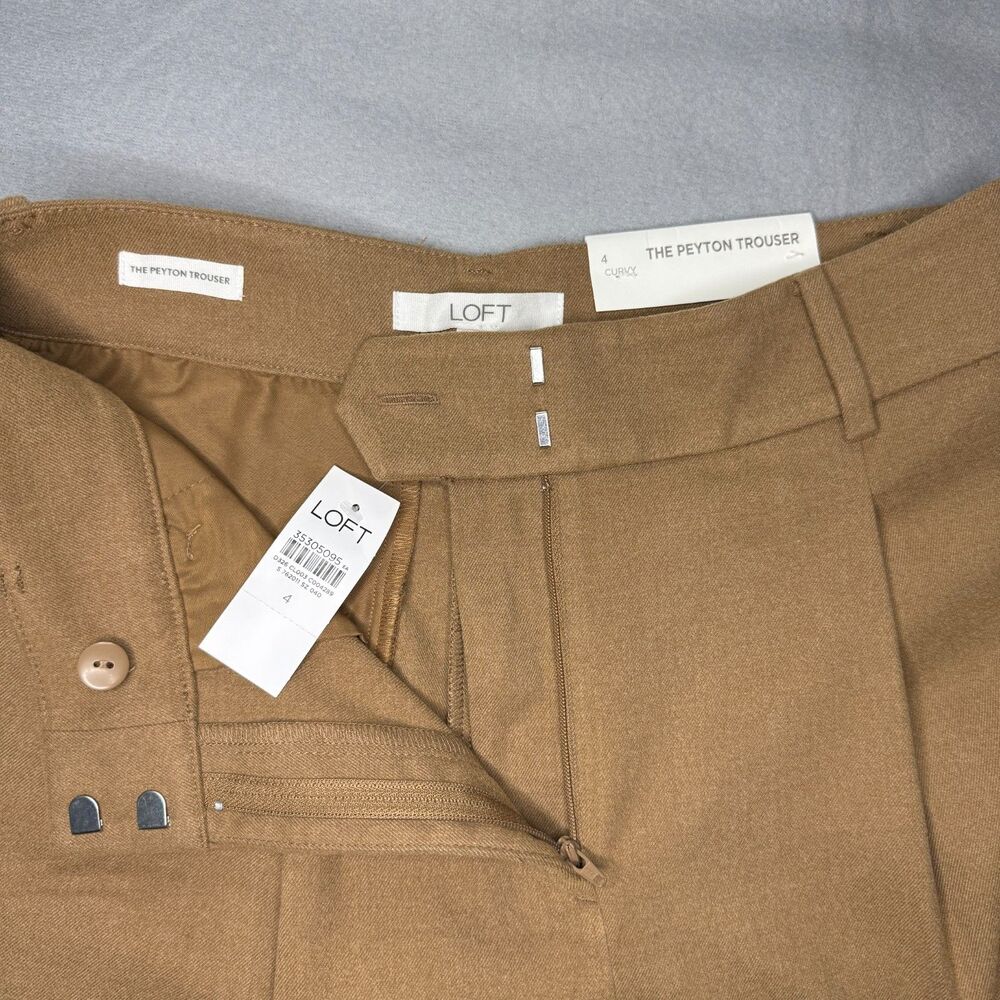 LOFT The Peyton Trouser Camel Tan Wide Leg Pleated High Rise Pants Size 4 NEW - Picture 3 of 11